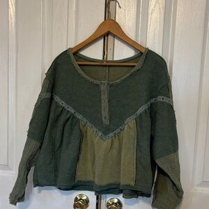 POL Two-Tone Green Women's Blouse